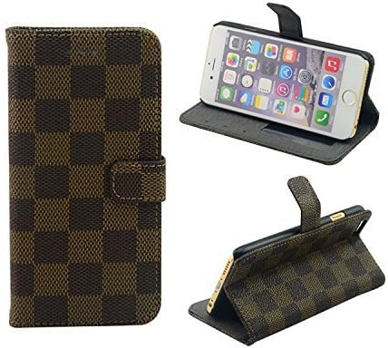 ELEOPTION(TM) LV Grid PU Leather Wallet Type Magnet Design Flip Case for Apple iPhone 6 Plus , Classical and Luxurious iPhone 6 Plus( 5.5 Inch ) Case