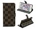 iPhone 6 PLUS / 6+ , Luxury Brown Checker Faux Leather Fashion Designer Wallet Flip Cover Skin Case Stand