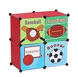 Baseball Storage Bins DIY Basketball Storage Cubes Boxes & Soccer Organizers,Football Storage Units &Cabinets with Doors for Kid's Furniture, Children's Sports Room Décor,Promotional SALE