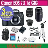 Canon EOS 7D Digital Camera + 16GB Memory + 7 Lens Deluxe Camera Kit