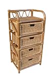 Willow Weaving  Rattan 4  Drawer Storage  Unit