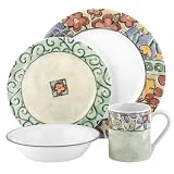 Corelle Impressions 16-Piece Set, Service for 4, includes 4 each 10-3/4-inch Dinner Plates, 8-12-inch Luncheon Plates, 18-ounce Soup/CerealBowls, 11-ounce Stoneware Mugs, Watercolors