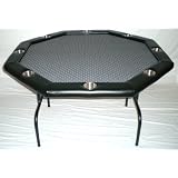 Texas Holdem Poker Table w/ Stainless Cup Holders, Suited Speed Cloth, with Folding Table Legs 48"x48"x30"high - Platinum