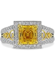 Gemesis Created Diamond, Vivid Fancy Deep Orange, Renaissance Filigree With Micro Pave Fashion, 18Kt T/T, Ring, 2.66 TCWT