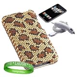 Apple ipod iTouch 3rd generation Brown Leopard Premium Deluxe Rhinestone snap-on diamond crystal case cover+ Universal Apple Car Charger iTouch/iPhone/iPod +Custom fit Screen Protector iTouch 2 or 3+ VG *LIVE*LAUGH*LOVE* wrist band!!!