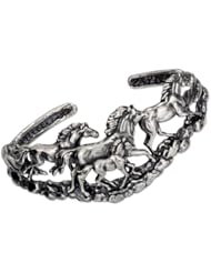Sterling Silver Four Running Horses Cuff Bracelet