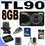 Samsung TL90 12.2MP Digital Camera w/3x Optical Zoom (Black) BigVALUEInc Accessory Saver 8GB Battery Bundle