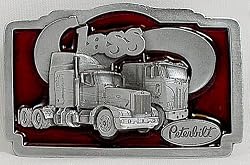 Peterbilt Truck Enamel Pewter Belt Buckle