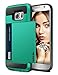 Vofolen Galaxy S6 Case, Anti-Shock Hybrid Bumper Armor Galaxy S6 Wallet Case Snap-on Soft Rubber Cover Protective Hard Shell with Card Holder Slide Slot Cover for Galaxy S6 (Green)