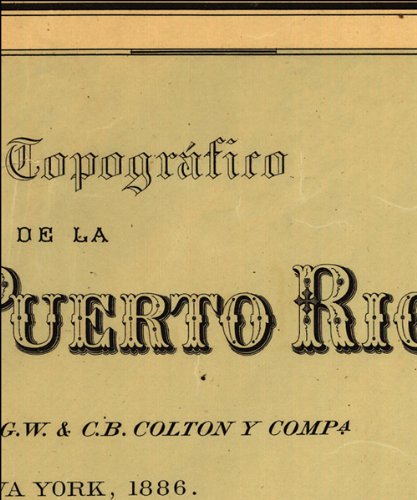 1886 LARGE BEAUTIFUL WALL MAP PUERTO RICO