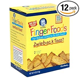 Gerber Finger Foods Zwieback Toasts, 4-Ounce Boxes (Pack of 12)