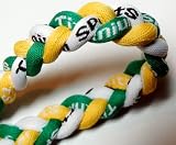 20 Green/White/Yellow Titanium Sport Tornado Baseball/Softball Necklace