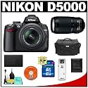 Nikon D5000 Digital SLR Camera w/ 18-55mm VR Lens + Nikon 70-300mm VR Lens + 16GB Memory Card + Spare EN-EL9 Battery + Case + Cameta Bonus Accessory Kit
