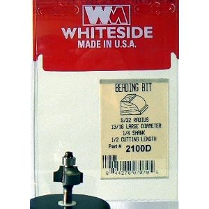 PART #2100D CARBIDE-TIP 2 FLUTE BEADING BIT W BALL BEARING GUIDE 5 32 RADIUS X 13 16 DIA X... by Whiteside