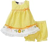 So La Vita Baby-girls Infant Sunflower Dress with Hem Embroidery