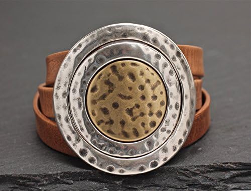 3 Ring Mixed Metal Leather Wrap Bracelet Leather Cuff Statement Silver Brass Jewelry Gift For Woman by Amy Fine Design
