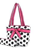 Quilted Polka Dots Lunch Tote 2Pc. Set - (Pink/White)