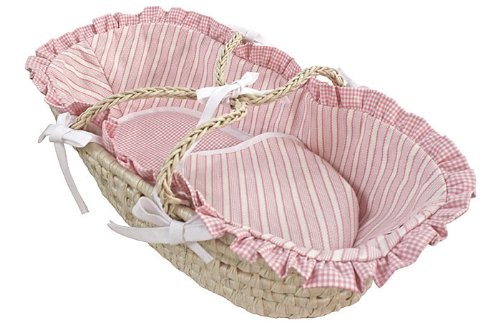 Hoohobbers Doll Moses Basket, Pink Sherbert Hoohobbers Doll Moses Basket, Pink Sherbert