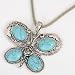 Antique Tibet Silver Butterfly rose Turquoise Stone Pendant Chain necklace