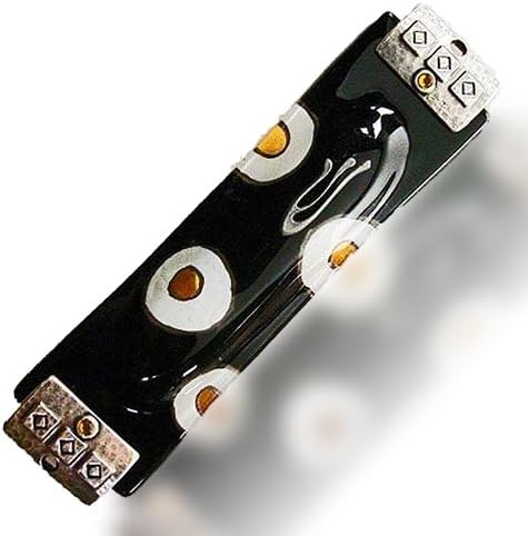 Mezuzah Glass Fusion Judaice Circles Black And White By Fire Glass Studio