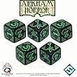 Q-Workshop: ARKHAM HORROR DICE SET (Black with Green - 5 d6 Die)