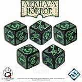 Q-Workshop: ARKHAM HORROR DICE SET (Black with Green - 5 d6 Die)