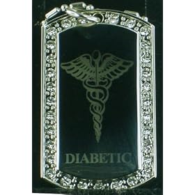 MEDICAL ALERT LOGO CZ DOGTAG PENDANT NECKLACE