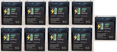 ML5-12 - 12V 5AH Replacement Battery for Deltec 525E - 9 Pack - Max Life Battery brand product