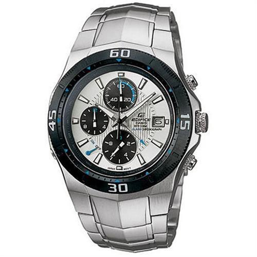 Casio EF-514D-7A Edifice EF514D7A White Black Dial Chronograph Stainless Steel Mens Watch by Casio