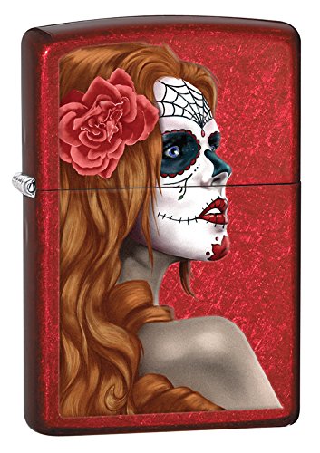 Zippo Day of The Dead Girl Pocket Lighter, Candy Red Apple