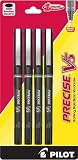 Pilot Precise V5 Stick Rolling Ball Pen, Extra Fine Point, 4-Pack, Black Ink (26002)