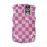 SPARKLING PINK PLAID CHECK FULL DIAMOND RHINESTONE SNAP ON HARD SKIN SHELL PROTECTOR COVER CASE FOR BLACKBERRY CURVE 8300 8310 8330