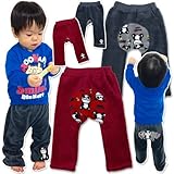 (パンダマニア)PANDA MANIA 2015 お尻ぱんだ&ハチさん 裾アップリケ付 ソフトフリース モンキーパンツ 80cm レッド