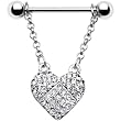 Crystalline Jeweled Heart Dangle Nipple Ring