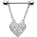 Crystalline Jeweled Heart Dangle Nipple Ring