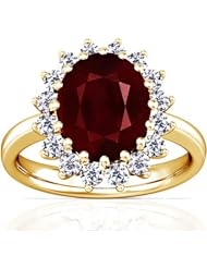14K Yellow Gold Oval Cut Ruby Ring With Sidestones