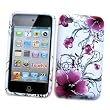 Apple iPod Touch 4th Generation Crystal Silicone Skin Case "Artistic Purple Flowers" Design