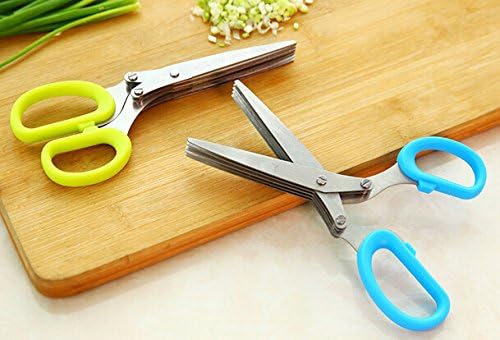 Culinary Herb Scissors with Cover Five Stainless Steel Blades for Chopping Herbs
