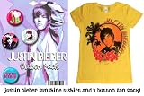 JUSTIN BIEBER SHIRTS FOR KIDS WITH BUTTONS - FREE BUTTON PACK WITH JUSTIN BIEBER T-SHIRT! - YOUTH SIZE