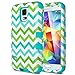 ULAK Galaxy S5 Case, Hybrid 3in1 Colorful Pattern Plastic Impact Rugged Slim Hard Cover Shell Case for Galaxy S5 / Galaxy S V (2014)(Blue)