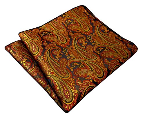 Shlax&Wing Paisley Brown Black Pocket Square Mens Hankies Hanky