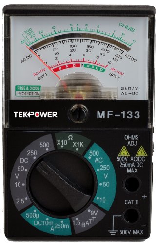 Tekpower MF133 Pocket-Size 5-Function 16-Range Analog Multimeter with 1.5V/9V Battery Tester