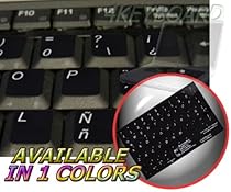 SPANISH (LATIN AMERICAN) NON-TRANSPARENT KEYBOARD STICKER FOR LAPTOP, DESKTOP WITH WHITE LETTERING AND BLACK BACKGROUND
