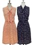 Color Me Vintage Polka Dotted Knee Length Dress with Darling Necktie - Bonmode