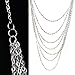 RHX Lady Vintage Style 7 layer Long Tassel Pendant Necklace Sweater Chain Silver New