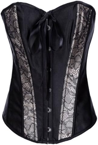 Wingeler Bond Corset Bustier Women's Brocade Steampunk Top-A204(L.Black)