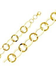 14K Yellow Gold Fancy Bracelet with Lobster Claw Clasp - 7.5" Inches