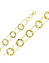 14K Yellow Gold Fancy Bracelet with Lobster Claw Clasp - 7.5" Inches
