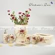 Delicate Red Roses 7pc Resin Bathroom Set pac in box