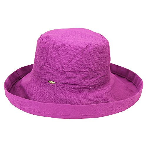 Scala Womens Cotton Big Brim Bucket Hat w/ Inner Drawstring (Grape)